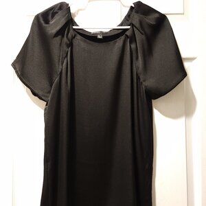 Mango Black Satin Square Neck Puff Sleeve Top – Size 6